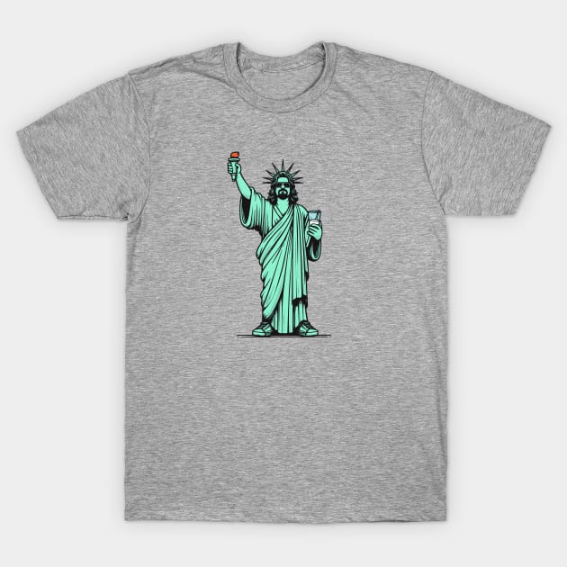 The Dude Lebowski Statue of Liberty T-Shirt by GIANTSTEPDESIGN